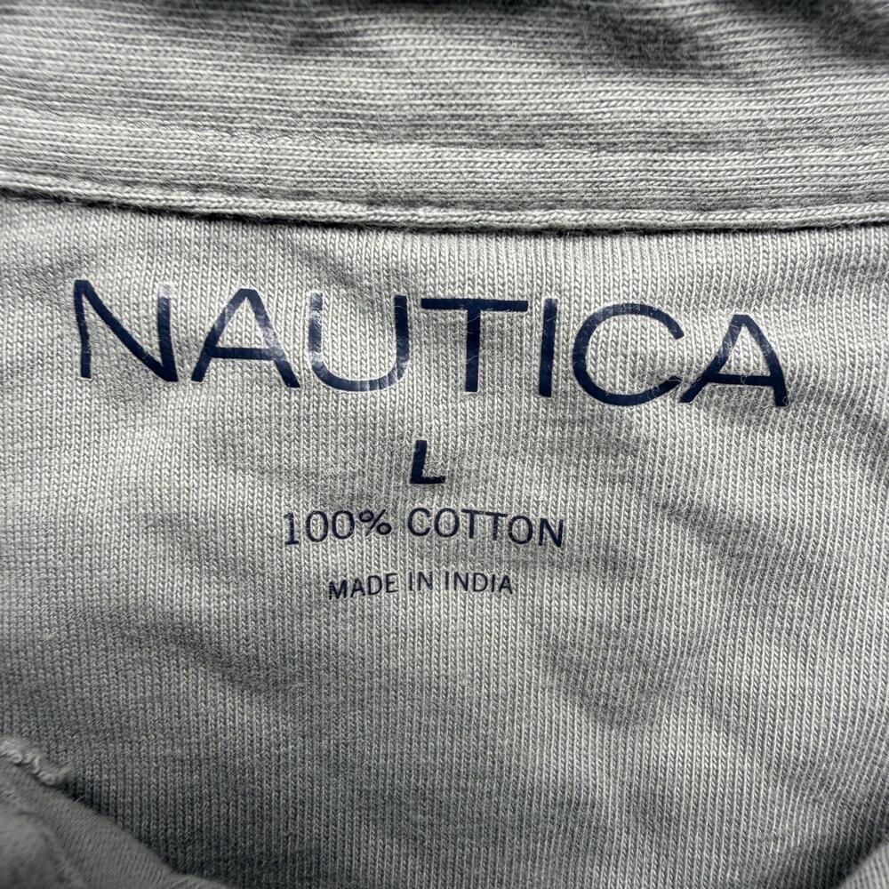 Nautica Polo Shirt Mens L Gray Short Sleeve Cotton Knit Sail Logo - Picture 5 of 10